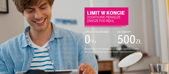 Promocja dla obecnych klientów T-Mobile konto - 500 zł limitu