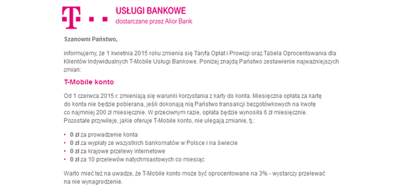 6 zł za kartę, T-Mobile Usługi Bankowe