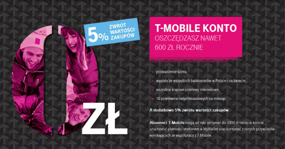 Cashback 5% T-Mobile Usługi Bankowe