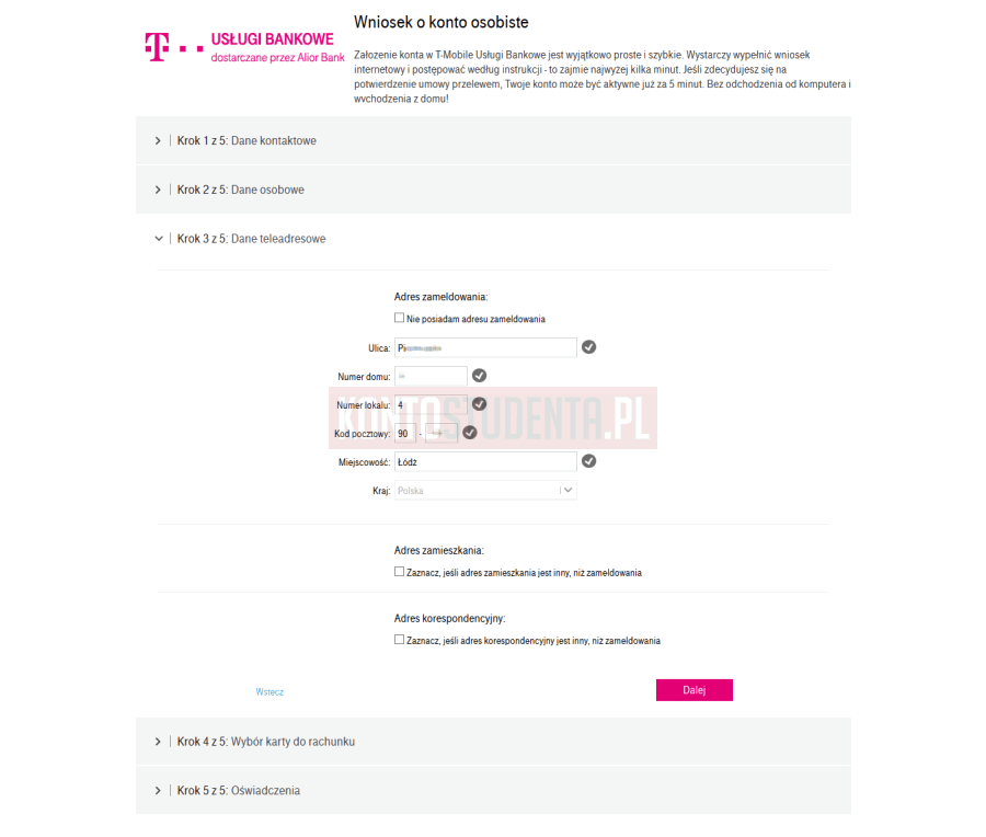 Jak otworzyć darmowe T-Mobile konto – krok 3